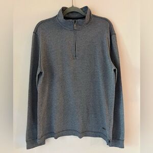 Rodd & Gunn Mens size L Brown Quarter Zip Sweatshirt Heather Gray Elbow Patch